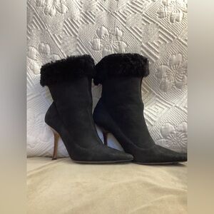 Jimmy Choo Black Fur Heeled Boots